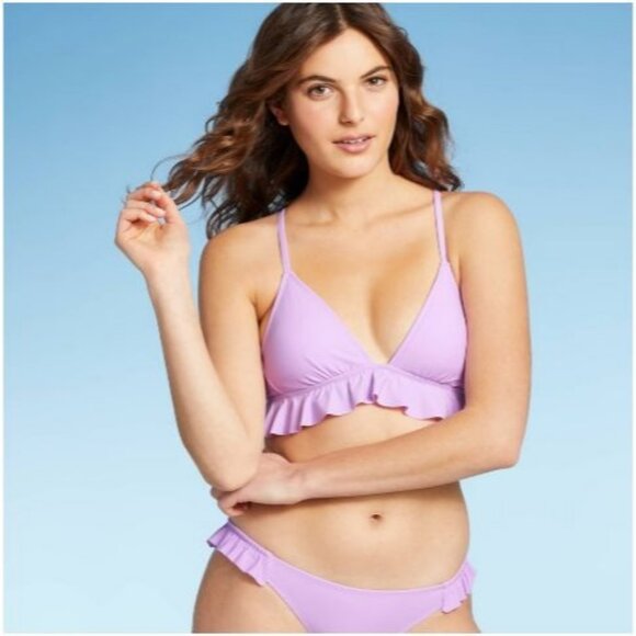 Xhilaration  Juniors' Ruffle Triangle Bikini Top Size Medium - Picture 1 of 3